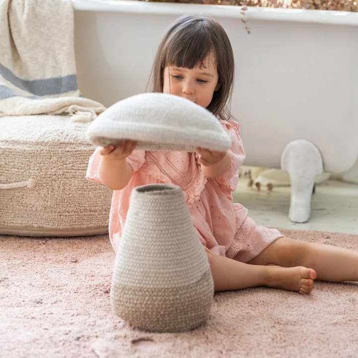 Mushroom storage basket, baby, Ø 23 x 27 cm, natural / beige by Lorena Canals
