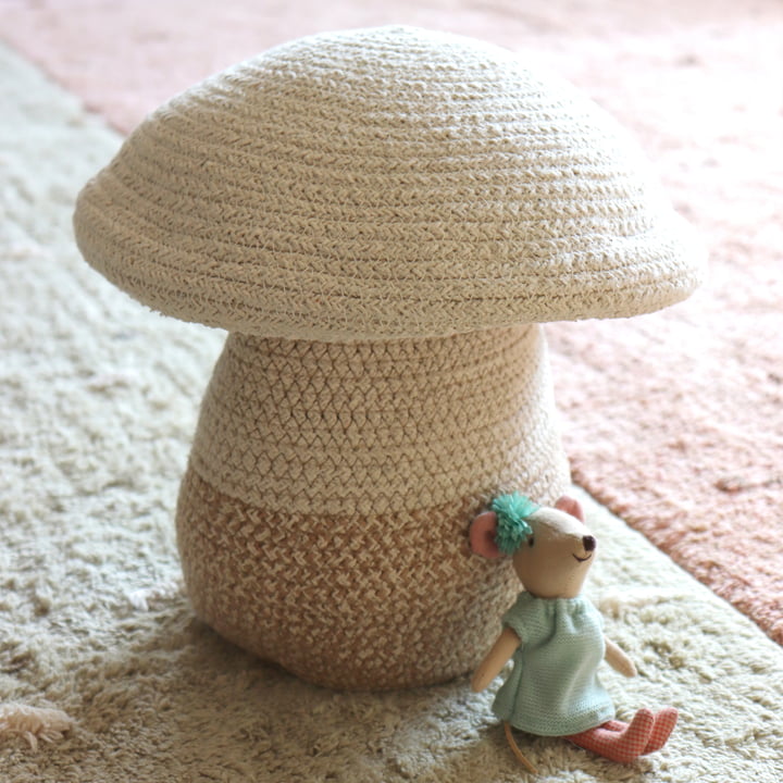 Mushroom storage basket, baby, Ø 23 x 27 cm, natural / beige by Lorena Canals