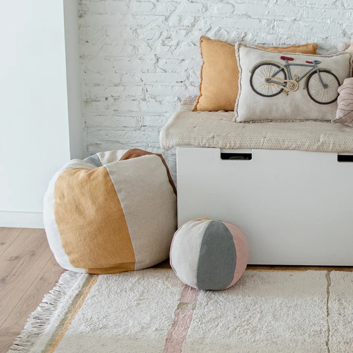 Pouf Ball, Ø 45 cm, nature / brown / yellow from Lorena Canals