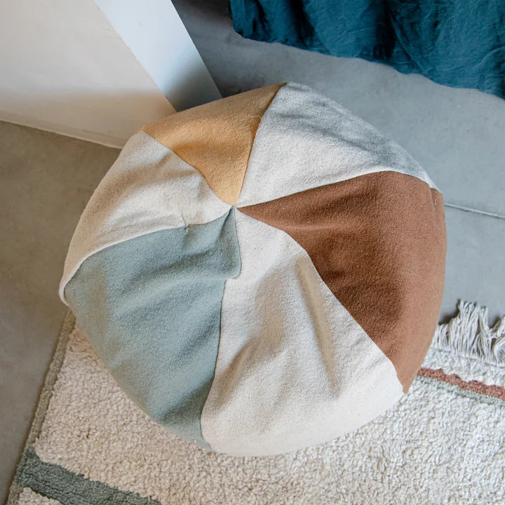 Pouf Ball, Ø 45 cm, nature / brown / yellow from Lorena Canals