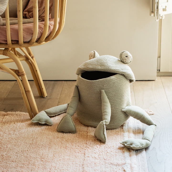 Play and storage basket, Fred the Frog, green by Lorena Canals