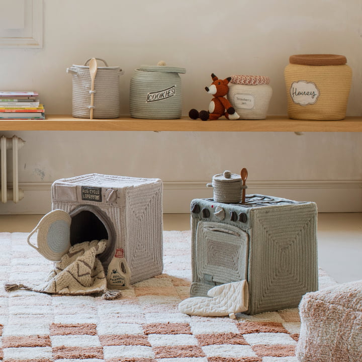 Play and storage basket, kitchen, sage blue by Lorena Canals