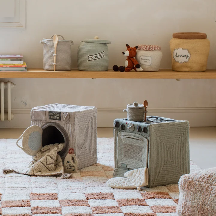 Play and storage basket, kitchen, sage blue by Lorena Canals