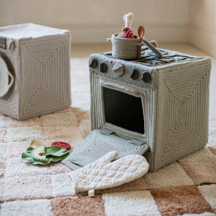 Play and storage basket, kitchen, sage blue by Lorena Canals