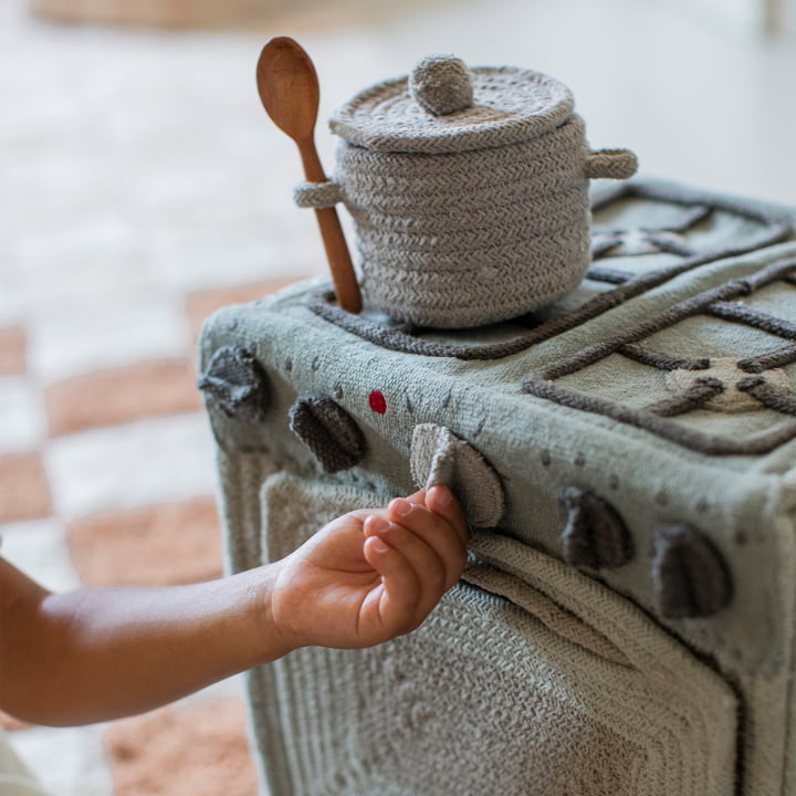 Play and storage basket, kitchen, sage blue by Lorena Canals