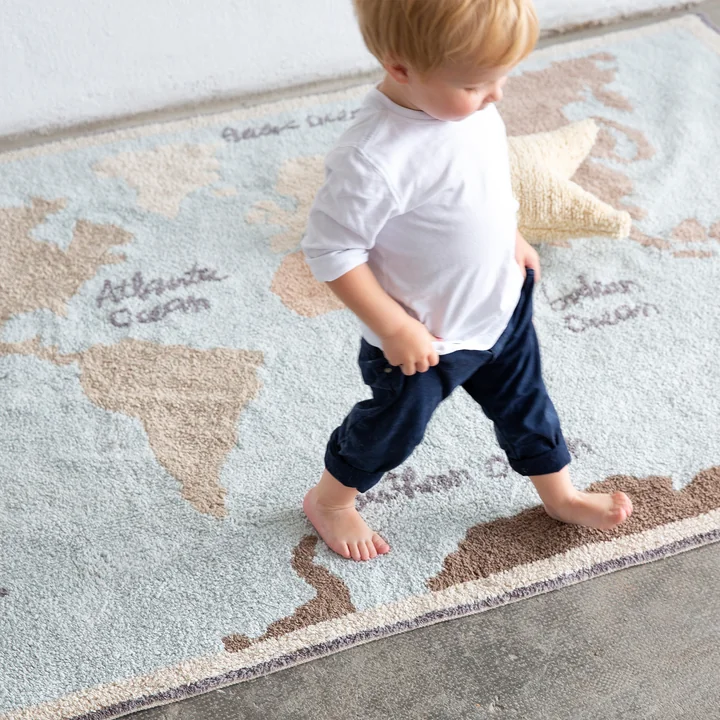 Vintage Map Carpet, 200 x 140 cm, blue / green / rose / nature from Lorena Canals