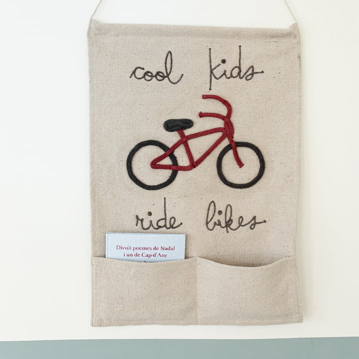 Tapestry, Cool Kids Ride Bikes, 45 x 70 cm, natural / red from Lorena Canals