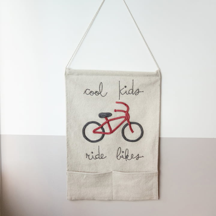 Tapestry, Cool Kids Ride Bikes, 45 x 70 cm, natural / red from Lorena Canals