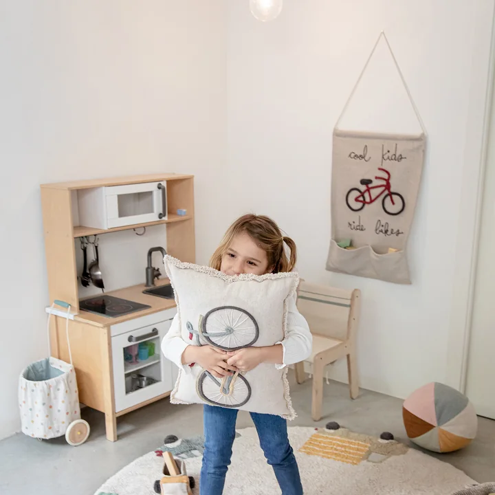 Tapestry, Cool Kids Ride Bikes, 45 x 70 cm, natural / red from Lorena Canals