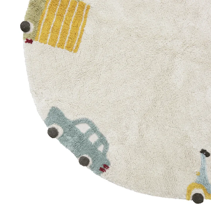 Wheels Carpet, Ø 140 cm, natural / blue from Lorena Canals