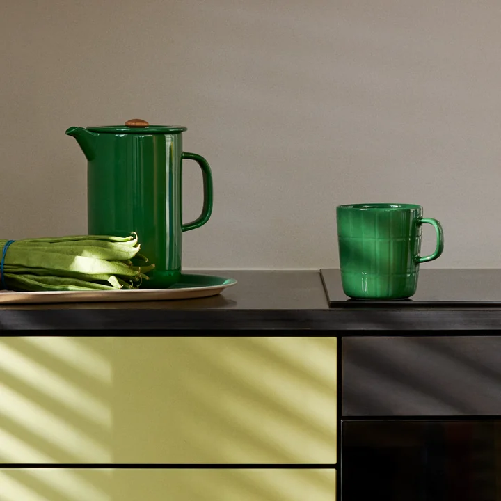 Tiiliskivi Mug with handle 400 ml, dark green from Marimekko