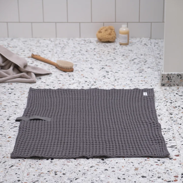 Big Waffle Bath mat, 55 x 80 cm, dark gray from The Organic Company