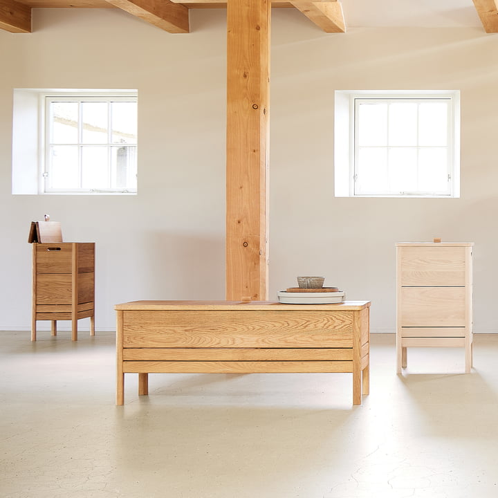 A Line Chest bench and laundry box from Form & Refine