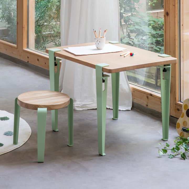 MINI LOU Children stool oak, dino green from TipToe