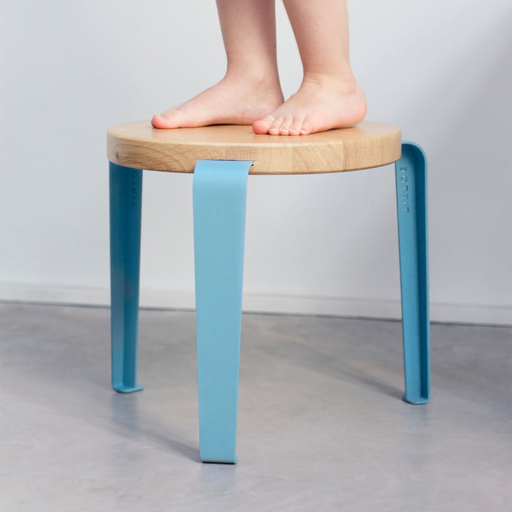 MINI LOU Children stool oak, wal blue from TipToe