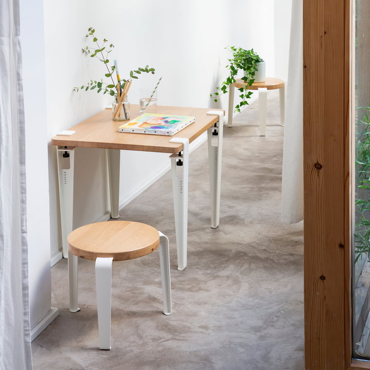 Children's desk, solid oak, cloudy white from TipToe