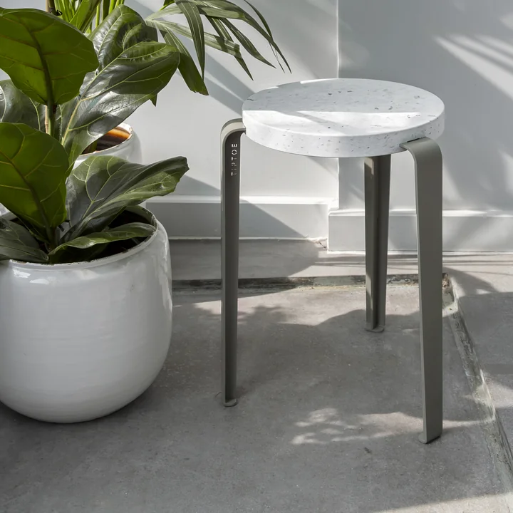 LOU Stool Venezia, recycled plastic / eucalyptus gray from TipToe