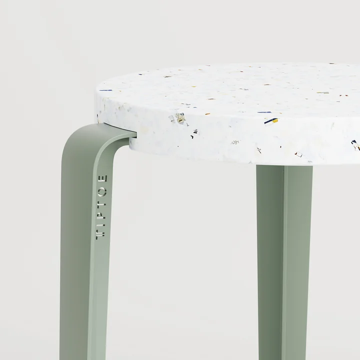 LOU Stool Venezia, recycled plastic / eucalyptus gray from TipToe