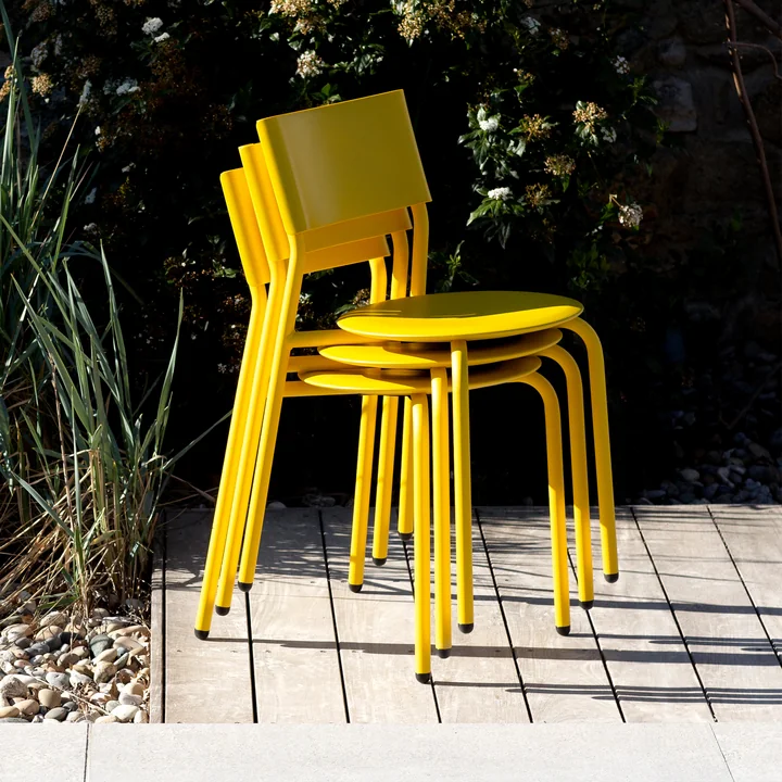 Garden chair SSDr, recycled plastic / steel, sun yellow by TipToe