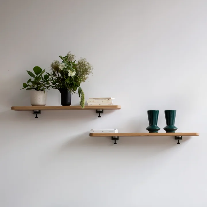 TipToe - Wall shelf oak, graphite black