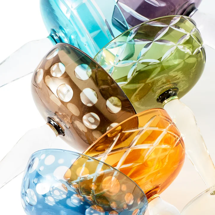 Pols Potten - Cuttings Champagne glass, Ø 10 cm, multicolored (set of 6)