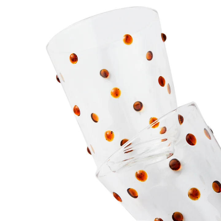 Pols Potten - Nob Drinking glass, H 10 cm, yellow (set of 2)