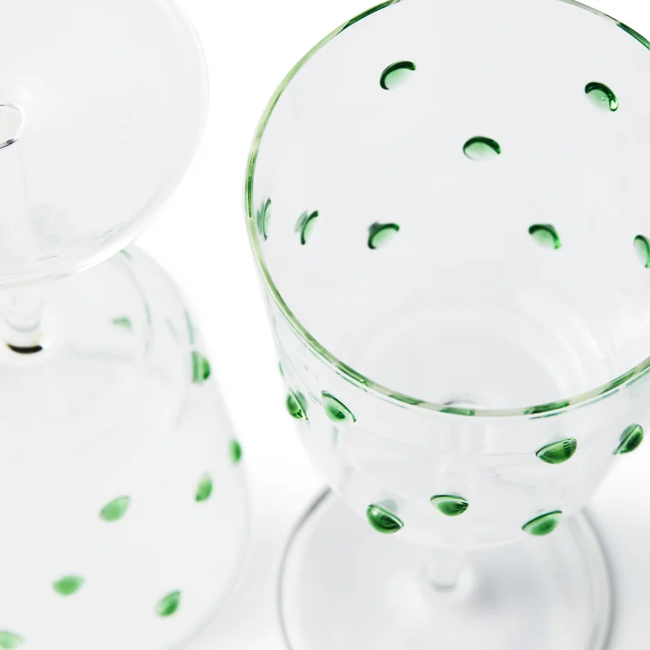 Pols Potten - Nob Wine glass, H 20 cm, olive green (set of 2)