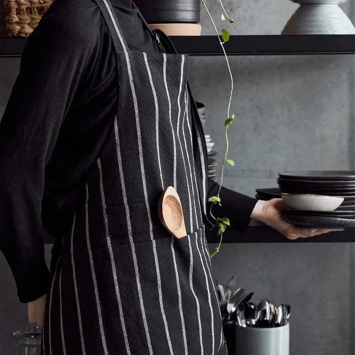 House Doctor - Chef Apron, 90 x 90 cm, black with white stripe