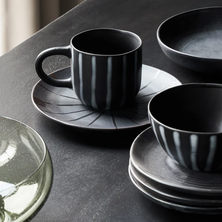 House Doctor - Line cup, Ø 8.7 cm, black / brown