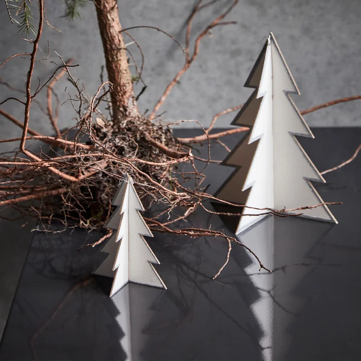 Threed Ornaments from House Doctor in white / silver finish (set of 2)