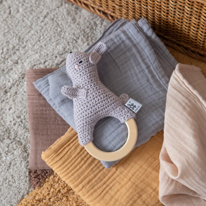 Sebra - Crochet rattle bunny, purple
