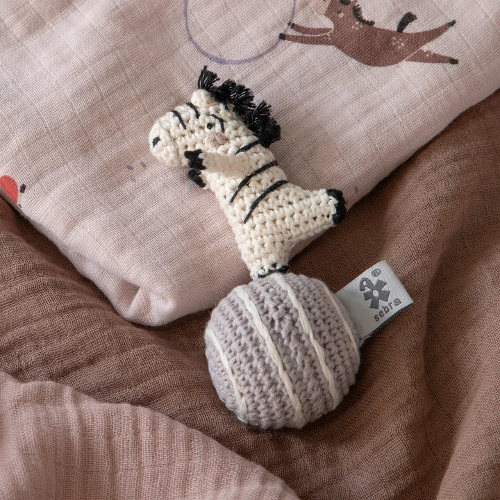 Sebra - Crochet rattle zebra, purple