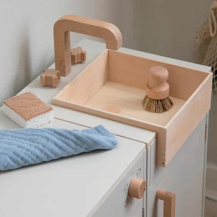 KIDchen Children's wooden kitchen, sink, beige from Sebra