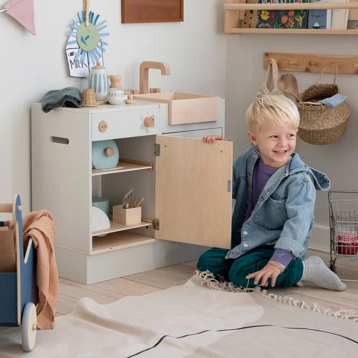 KIDchen Children's kitchen made of wood, beige by Sebra