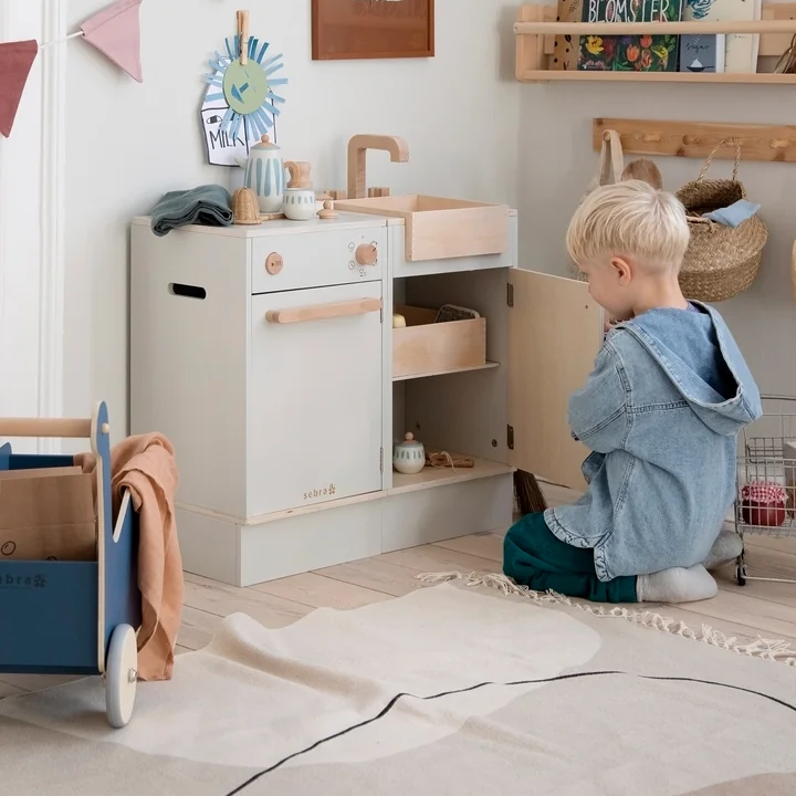 KIDchen Children's kitchen made of wood, beige by Sebra