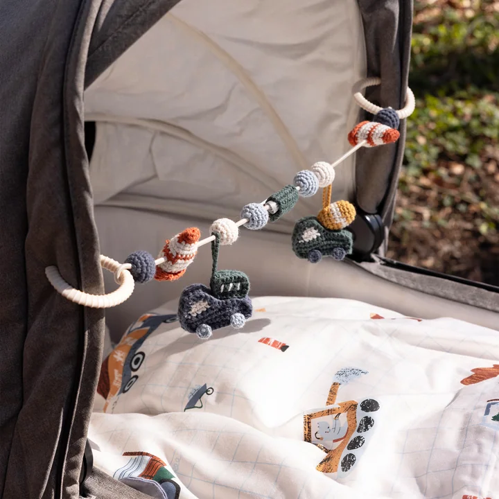 Baby carriage chain crocheted, Busy Builders by Sebra