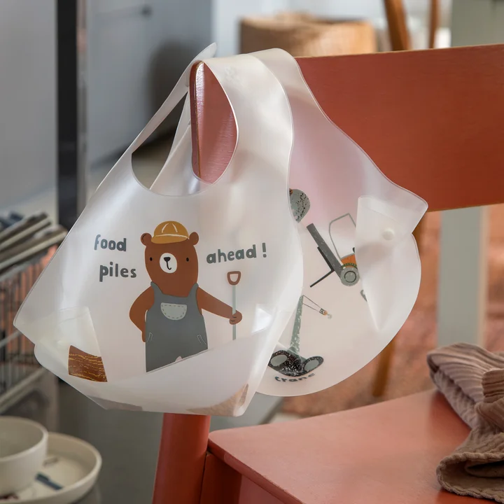 Plastic bibs, Busy Builders (set of 2) by Sebra