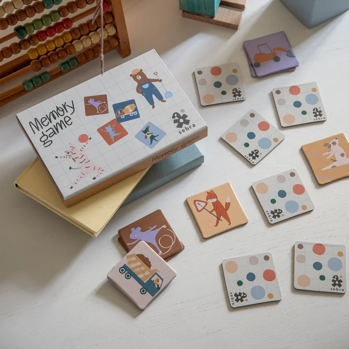 Memory in a wooden box, Toes / Builders, multicolored by Sebra