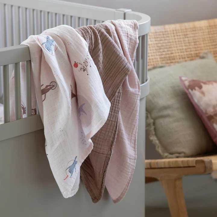 Sebra - Plain burp cloths, Teeny Toes (set of 3)