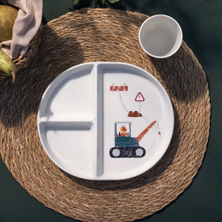 Tastii Plate with 3 compartments, Busy Builders by Sebra