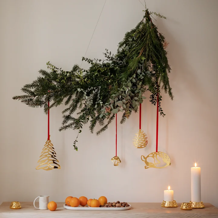 Holiday Ornament 2023 Deer & Mushroom, gold from Georg Jensen