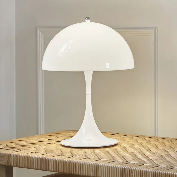 Panthella 250 Portable rechargeable LED table lamp, opal white by Louis Poulsen