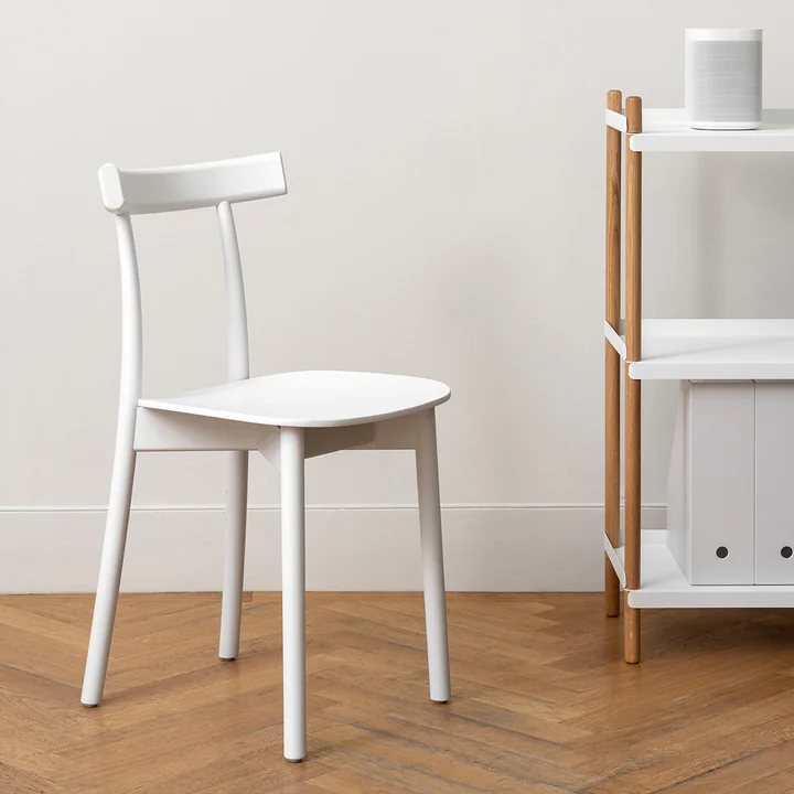 Skinny Wooden Chair in the version white (RAL 9003)