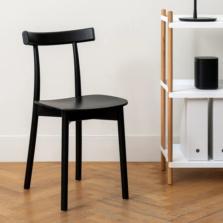Skinny Wooden Chair in the version black (RAL 9005)
