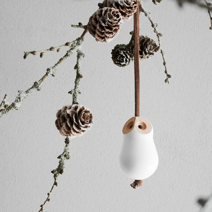 Rosendahl - Karen Blixens Christmas Nordic Tales Pendant, owl, Ø 4.5 cm, white