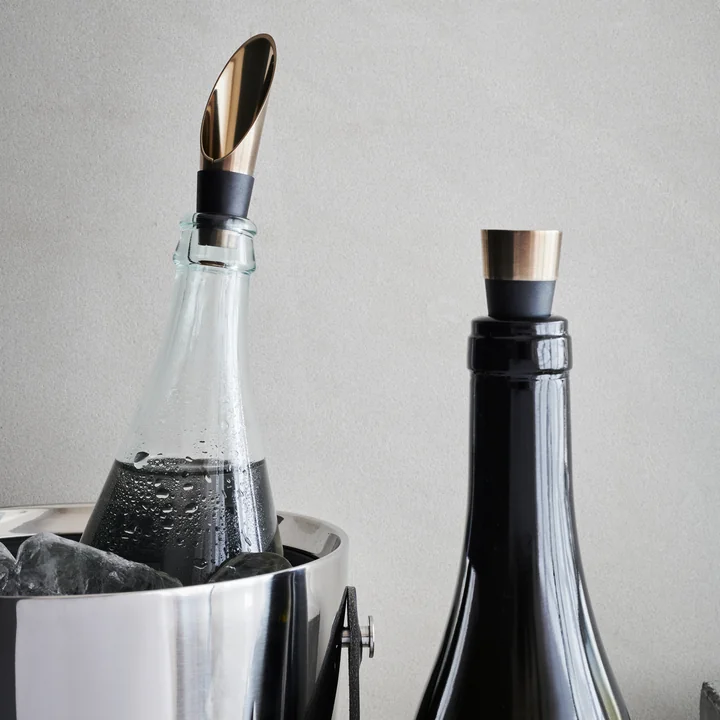 Rosendahl - Grand Cru Wine bottle stopper H 9 cm, stainless steel / black (set of 2)