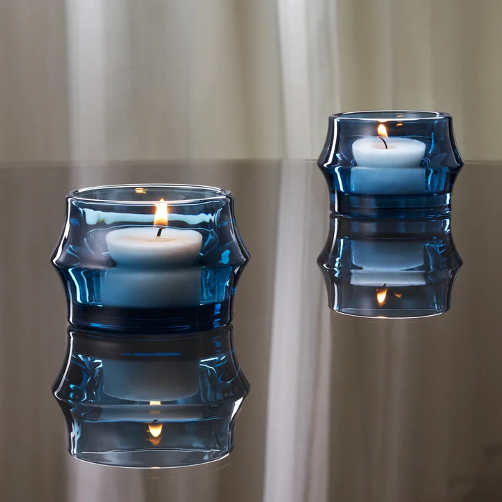 Holmegaard - Arc Tealight holder, Ø 7.2 cm, dark blue (set of 2)