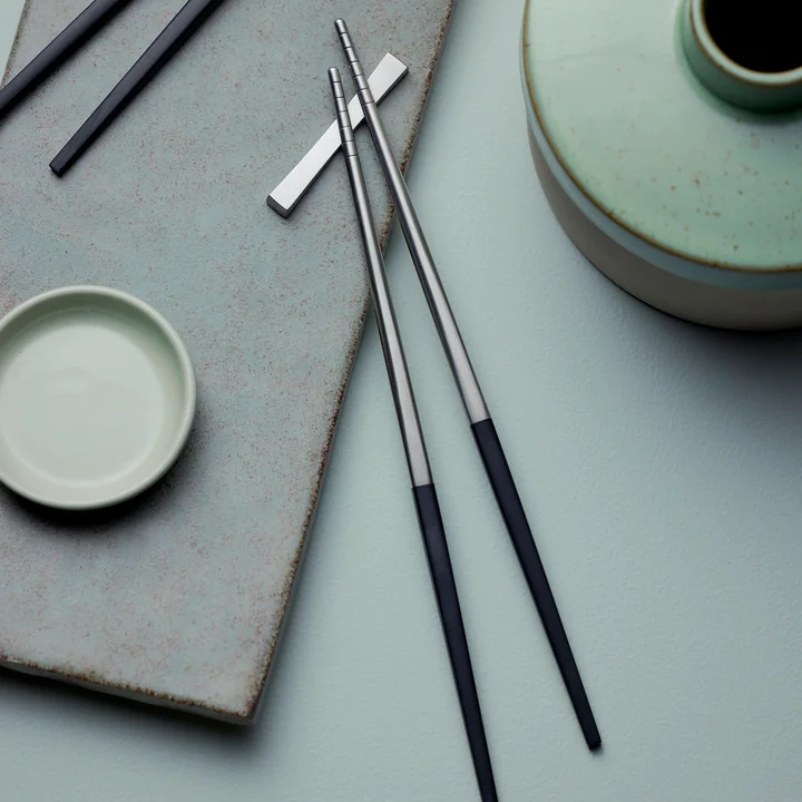 Focus de Luxe Chopsticks from Gense in the version black / matte steel (6 pcs.)