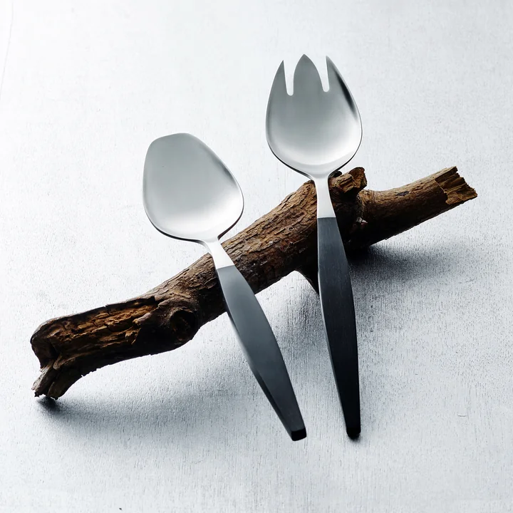 Focus de Luxe Salad servers from Gense in black / matte steel finish