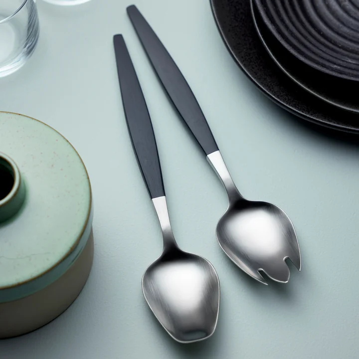 Focus de Luxe Salad servers from Gense in black / matte steel finish